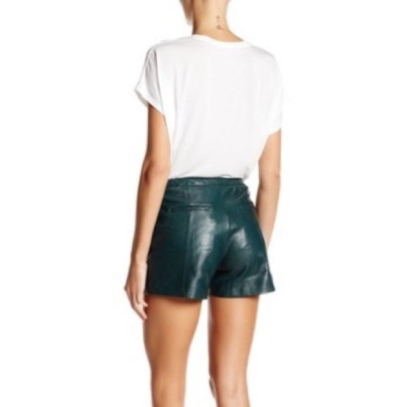 Muubaa Lena Genuine Leather Short Deep Teal US 2  $365 - Picture 3 of 16